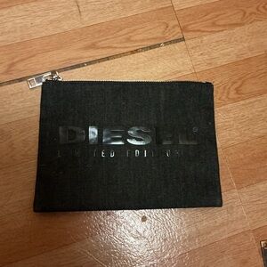Diesel Black Toiletry Bag with Silver Zipper